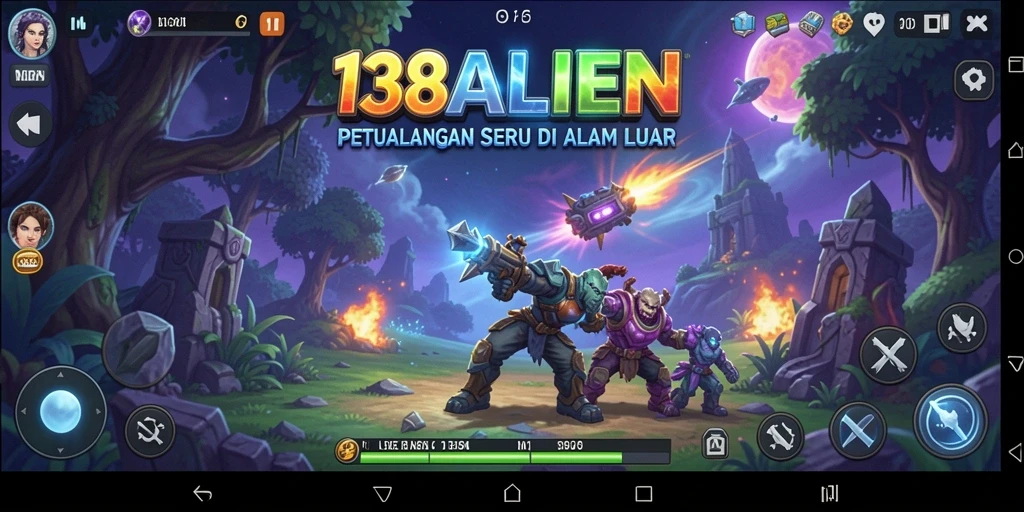 Tampilan gameplay seru di luar angkasa pada 138ALIEN.