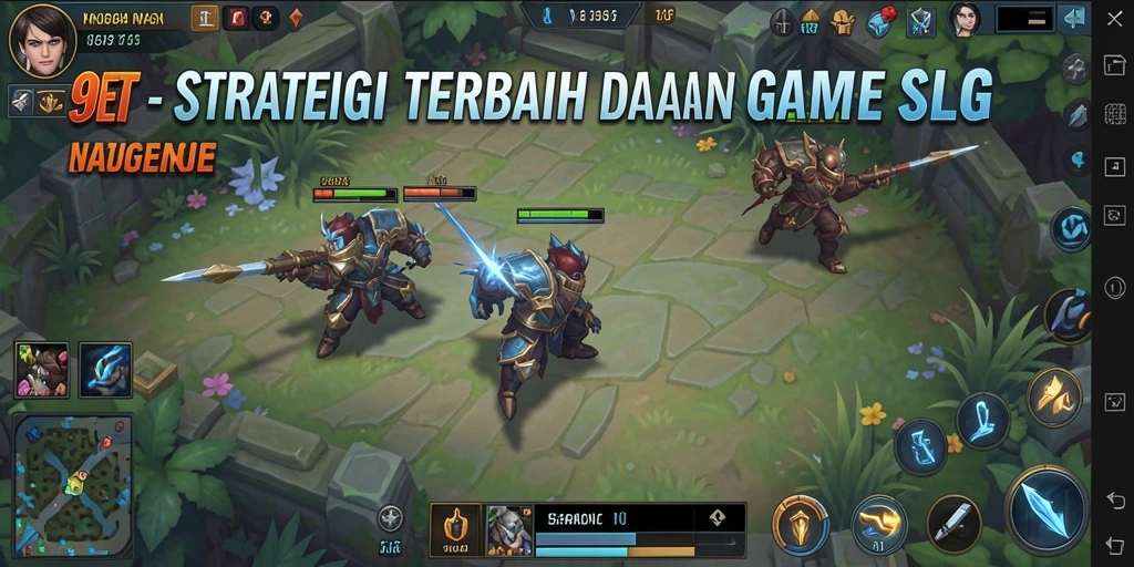 Screenshot gameplay 9ET menampilkan pertempuran strategi penuh aksi.