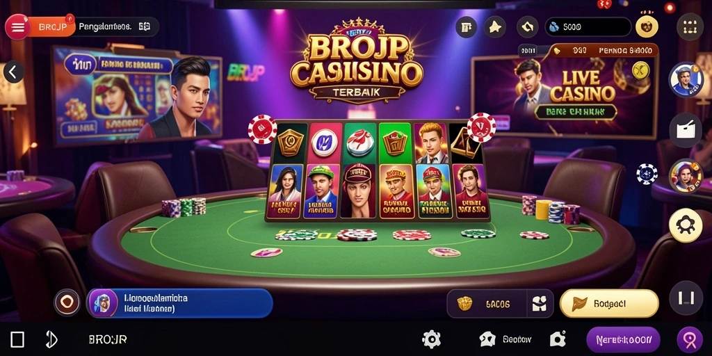 Tangkapan layar gameplay Live Casino BROJP yang menampilkan dealer langsung dan variasi permainan.