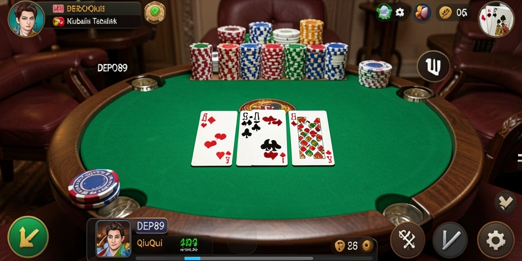 Tampilan gameplay seru DEPO89 dengan kartu QiuQiu.
