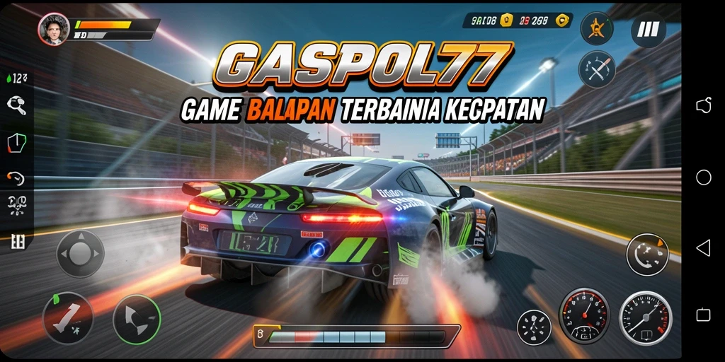Screenshot GASPOL77 menampilkan aksi balapan yang mendebarkan.