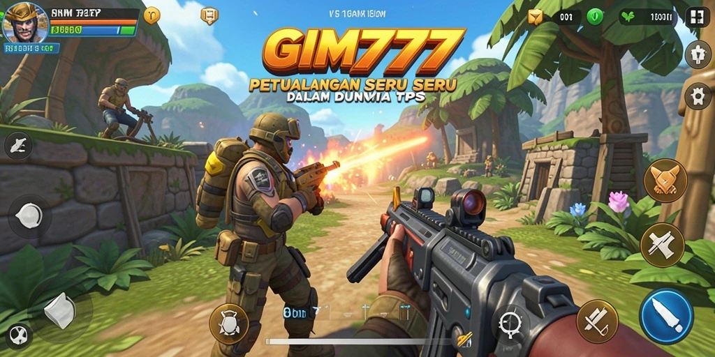 Tampilan gameplay GIM777 menunjukkan pertempuran seru dalam TPS.