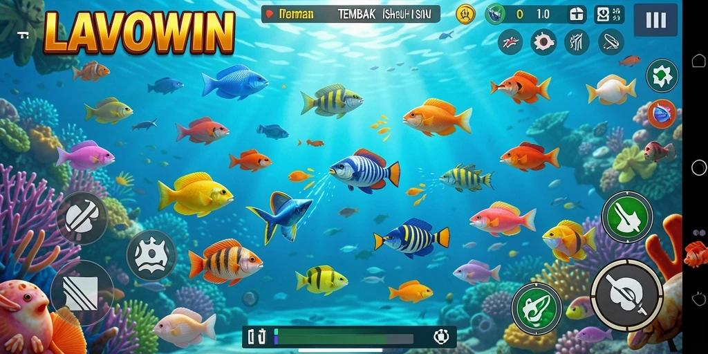 Tangkapan layar dari gameplay seru Tembak Ikan di LAVOWIN.