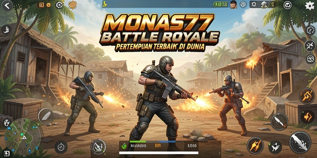 Screenshot MONAS77 menampilkan aksi seru dalam pertempuran Battle Royale.