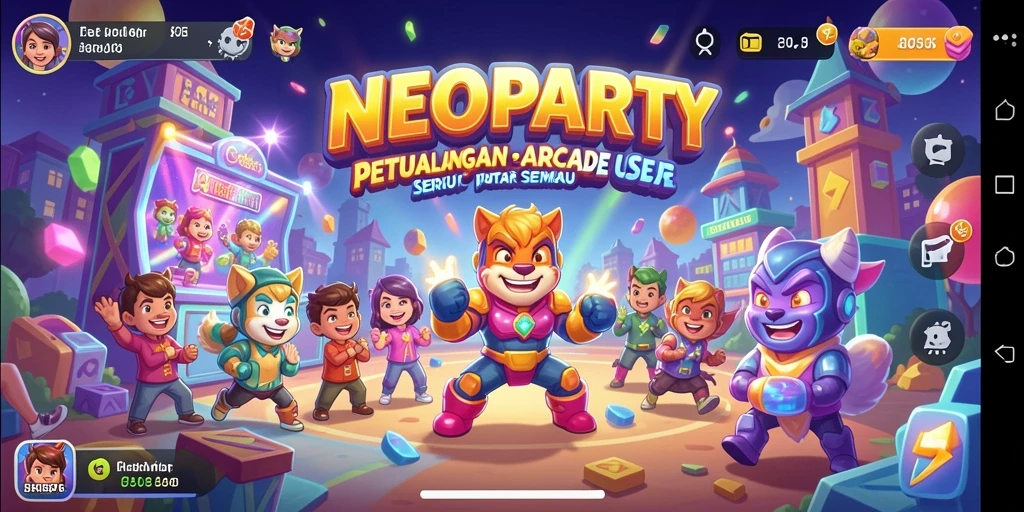 Screenshot gameplay NEOPARTY yang memukau dengan aksi seru.