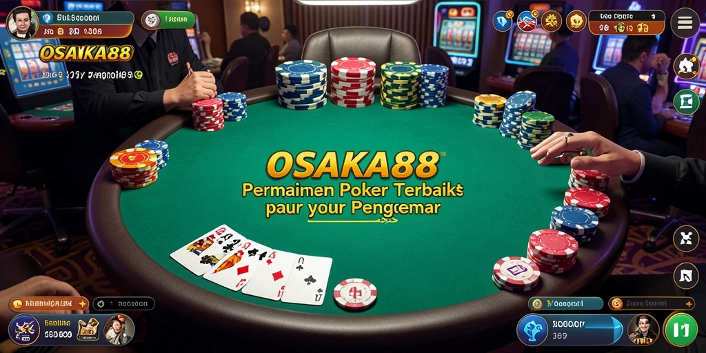 Tampilan gameplay OSAKA88 dengan pemain sedang berkompetisi di meja Poker.