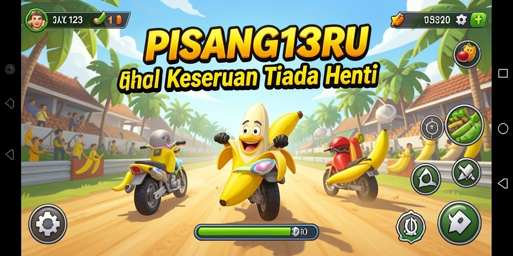 Tangkapan layar permainan PISANG123 yang menunjukkan aksi balapan yang mendebarkan.
