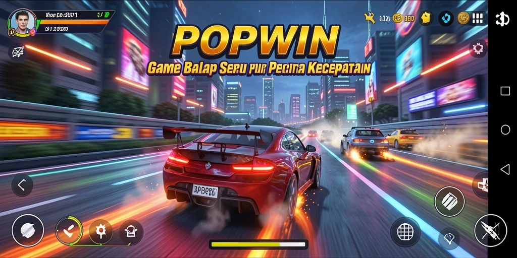 Tampilan gameplay yang seru dari balapan di POPWIN.