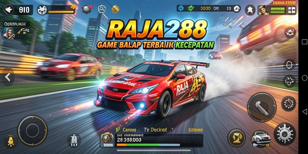 Screenshot RAJA288 menampilkan aksi balapan mendebarkan di trek.
