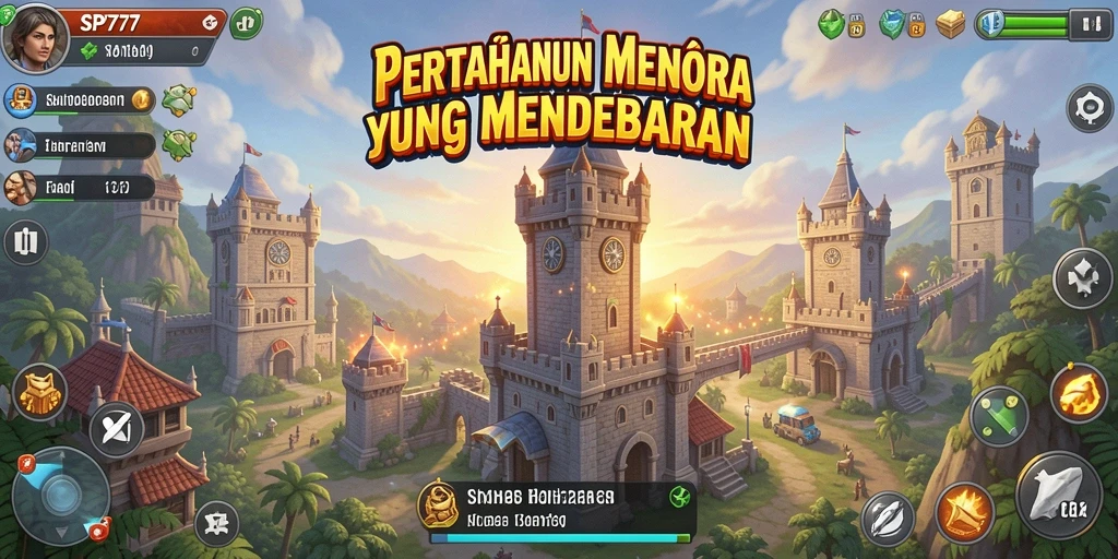 Screenshot gameplay SP777 menampilkan pertempuran seru dalam Tower Defense.