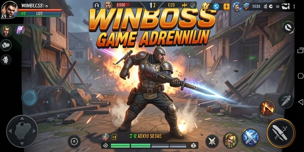 Tangkapan layar gameplay WINBOSS yang menunjukkan aksi mendebarkan dalam pertempuran.